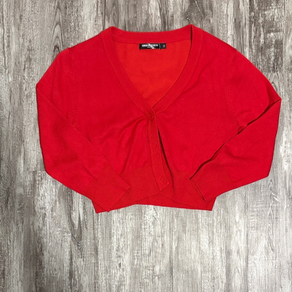 Lands' End Vivid Red V-Neck Cardigan